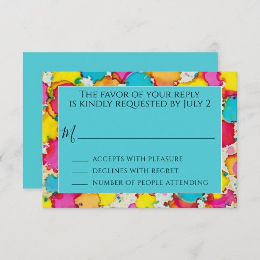 Bar of Bat Mitzvah RSVP een plash van kleur ook (Voorkant / Achterkant)