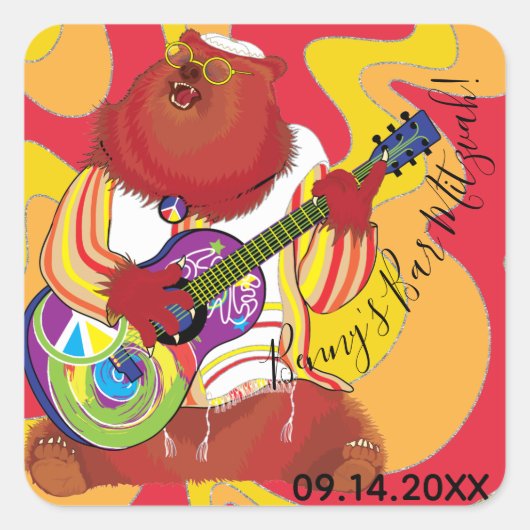 Bar of Bat Mitzvah Sticker Square Singing Beer (Voorkant)