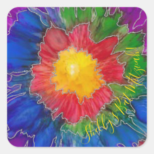 Bar of Bat Mitzvah Stickers SquareTie Dye Flowers