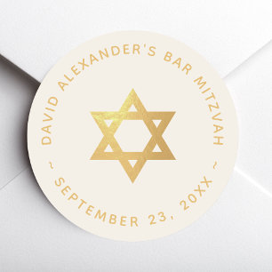Bar of Bat Mitzwa Ster van David Nepgoud en Ivoor Ronde Sticker