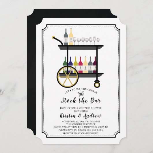 Bar Panier Stock du Bar Couples Douche Invitation (Devant / Derrière)