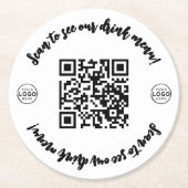 Bar Restaurant Menu Logo Hier QR-code Ronde Kartonnen Onderzetter (Voorkant)