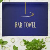 Bar Serviette Bleu et Martini Or Verre (Plié)