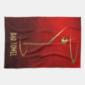 Bar Serviette Grunge Rouge et Gold Martini Verre (Horizontal)