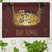 Bar Serviette Martini Verre Crâne or (Plié)