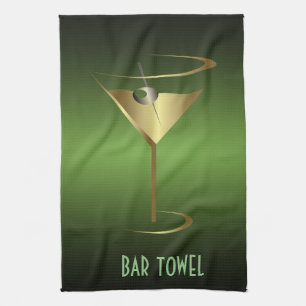 Bar Serviette Vert et Gold Cocktail Verre