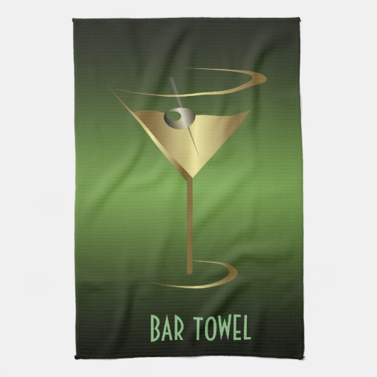 Bar Serviette Vert et Gold Cocktail Verre (Vertical)