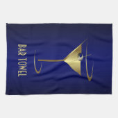 Bar Serviettes Bleu et Martini Or Verre (Horizontal)