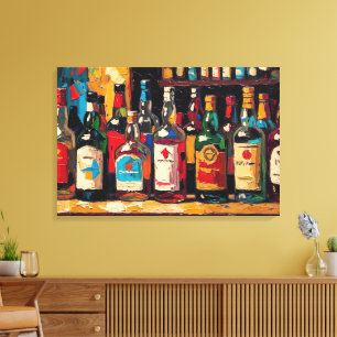 "Bar Shelf Bottle Collection" (Stijl 2) Canvas Afdruk