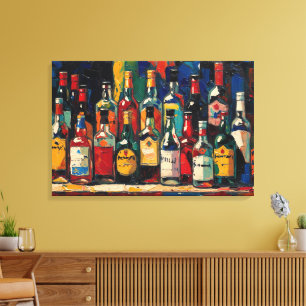 "Bar Shelf Bottle Collection" (Stijl 3) Canvas Afdruk
