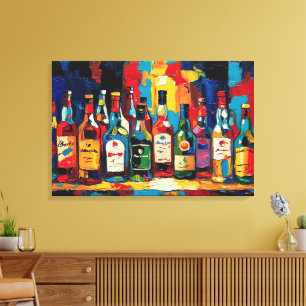 "Bar Shelf Bottle Collection" (Stijl 4) Canvas Afdruk