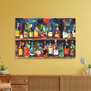 "Bar Shelf Bottle Collection" (Stijl 7) Canvas Afdruk