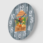 Bar Tiki Rustique Gris Horloge Grande (Angle)