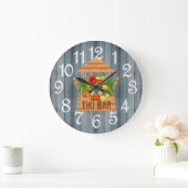 Bar Tiki Rustique Gris Horloge Grande (Maison)