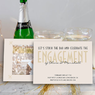 Bar Voorraad Grote Typografie Champagne Verloving Kaart