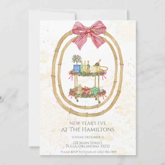 Bar Winkelwagen Bow | Uitnodiging voor oudejaarsav (Voorkant)