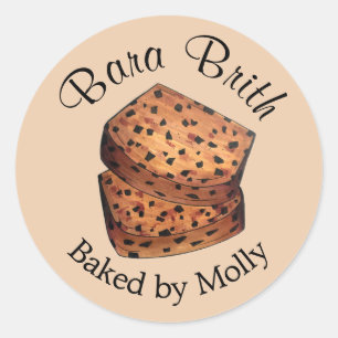 Bara Brith Wales Welsh Bread Fruit Loaf gebrandmer Ronde Sticker