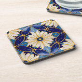 Baraccessoires Eettafel Art Deco Diepblauw Goud Bl Bier Onderzetter (Linkerzijde)