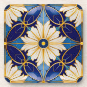 Baraccessoires Eettafel Art Deco Diepblauw Goud Bl Bier Onderzetter (Voorkant)