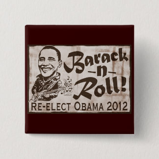 Barack and Roll Obama 2012 Gear Vierkante Button 5,1 Cm