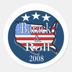 barack en roll ronde sticker