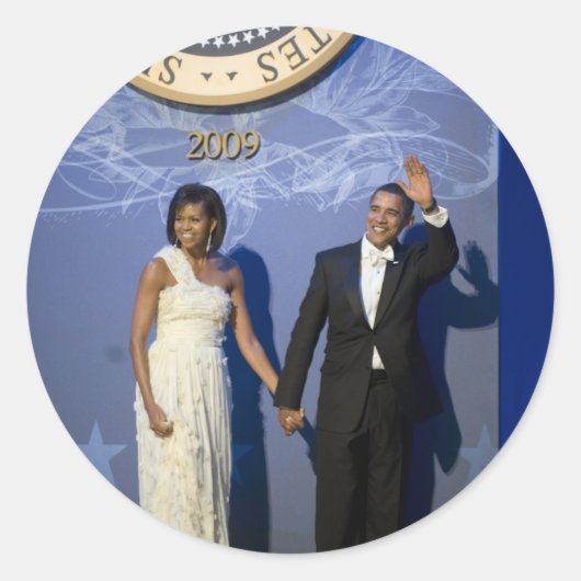 Barack & Michele Obama Ronde Sticker (Voorkant)