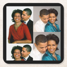 BARACK & MICHELLE OBAMA VIERKANTE KARTONNEN ONDERZETTER