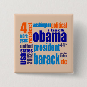 Barack Obama 2012 Label Cloud Button