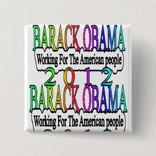 BARACK OBAMA 2012 VIERKANTE BUTTON 5,1 CM