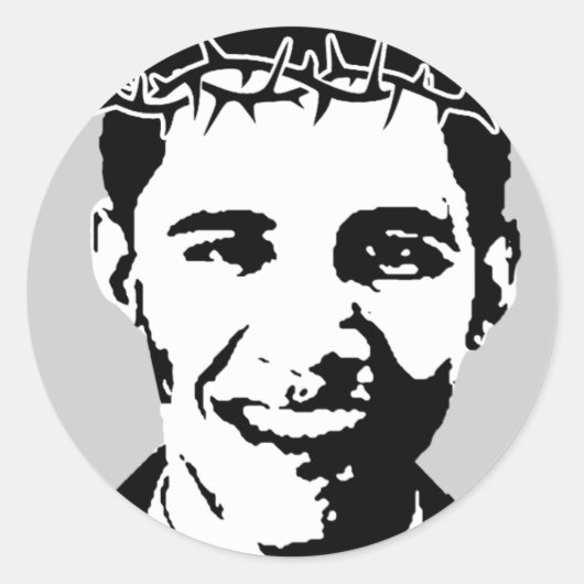 Barack Obama als Jezus Ronde Sticker (Voorkant)