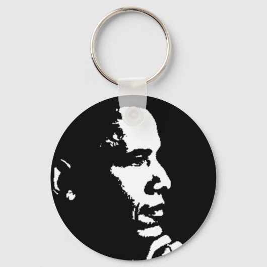 Barack Obama Black & White Profile Sleutelhanger (Voorkant)