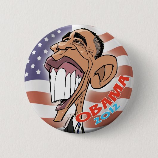 Barack Obama Cartoon Caricature Button (Voorkant)