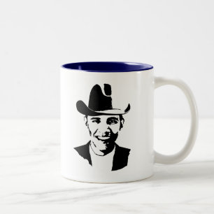 Barack Obama cowboy pet Tweekleurige Koffiemok
