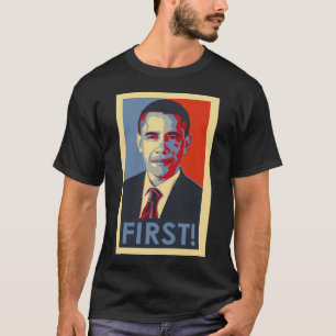 Barack Obama EERST! Zwart T-shirt met korte mouwen