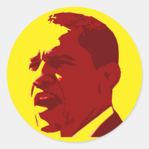 Barack Obama Geel en Rood Profiel Stickers