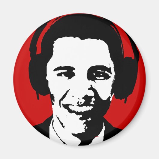 Barack Obama-hoofdtelefoon Magneet (Voorkant)