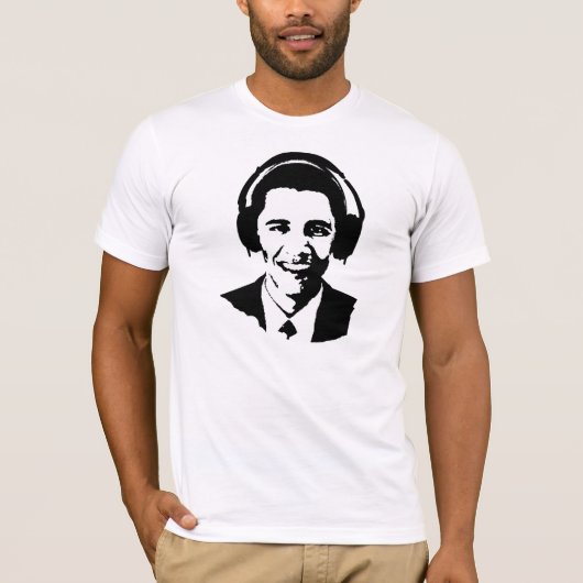 Barack Obama hoofdtelefoon t-shirt (Voorkant)