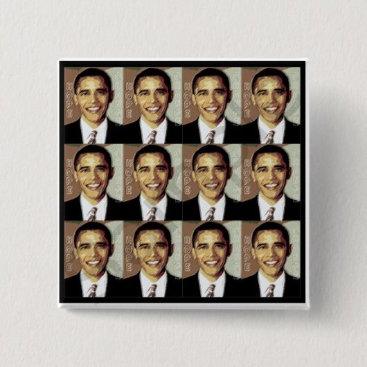 BARACK OBAMA HOPE PIN VIERKANTE BUTTON 5,1 CM (Voorkant)