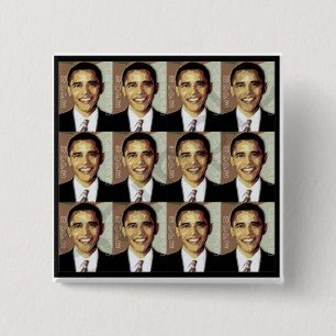 BARACK OBAMA HOPE PIN VIERKANTE BUTTON 5,1 CM