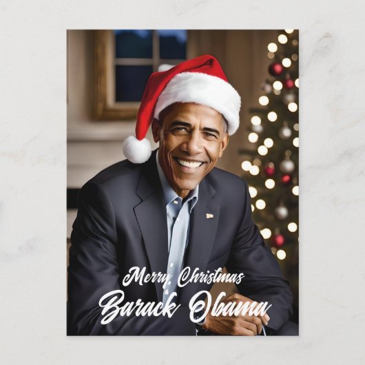 Barack Obama in Santa Hat Kerstmis Briefkaart (Voorkant)