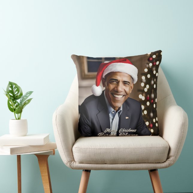 Barack Obama in Santa Hat Kerstmis Kussen (Stoel)
