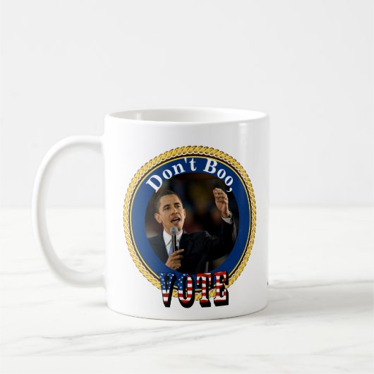 Barack Obama...Niet Boo, STEMMING Koffiemok (Links)