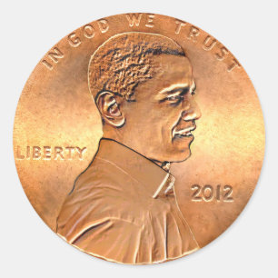 Barack Obama Penny 2012 Ronde Sticker