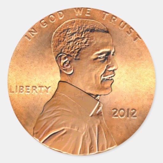 Barack Obama Penny 2012 Ronde Sticker (Voorkant)