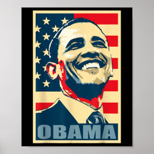 Barack Obama President 44 American Flag Happy Demo Poster