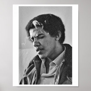Barack Obama retro jonge Obama roken in Poster