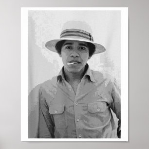 Barack Obama retro jonge Obama roken in Poster