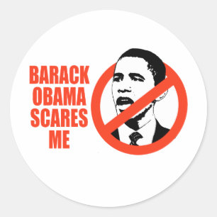 BARACK OBAMA SCHERPT ME/ANTI-OBAMA T-SHIRT RONDE STICKER