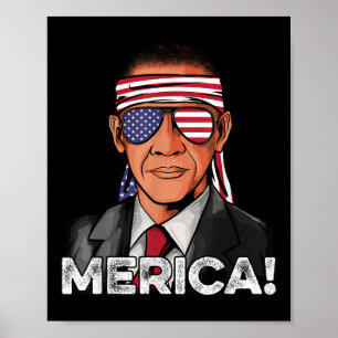 Barack Obama Shirt Amerikaanse Vlag Zonnebril Vere Poster