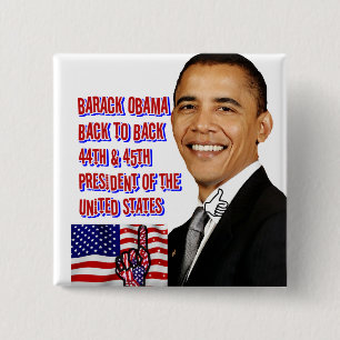 Barack Obama, terug naar achteren_ Vierkante Button 5,1 Cm